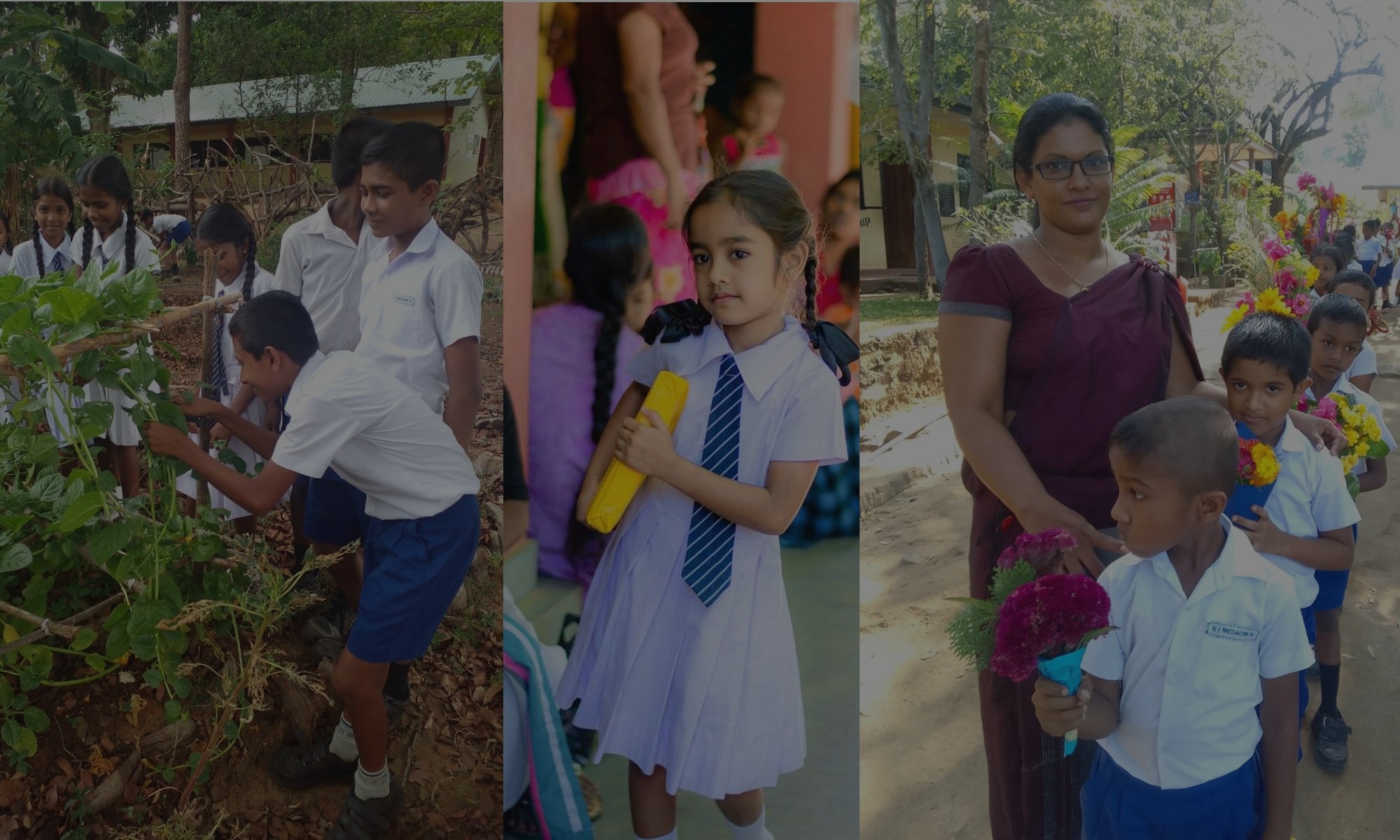 group of medaoya vidyalaya students with uniforms